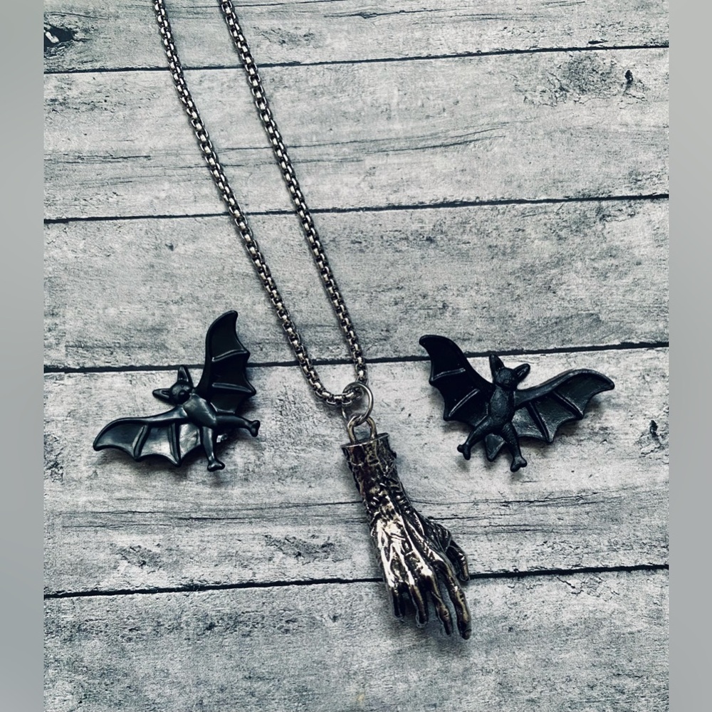 Gothic Horror Monster Hand Necklace Frank Scare Fright